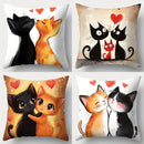 Axyaa Kitten Family Sofa Pillow Covers Set, 17.7"x17.7", Home Decor Solution