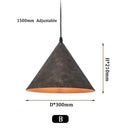 Axyaa Wabisabi Iron Conical Pendant Lamp 30cm Triangle Black Nordic Home Study Bedlight