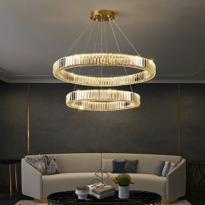 Axyaa Crystal Ceiling Pendant Chandelier for Elegant Room Decor