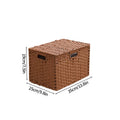 Axyaa Imitation Rattan Woven Storage Box with Lid - Home Organizer Basket