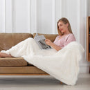 Axyaa Cozy Faux Fur Reversible Throw Blanket: Soft Plush Fluffy Blanket for Couch