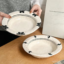 Axyaa Hand Drawn Ceramic Plates Set - Retro Style Tableware for Home Dining
