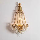 Axyaa Antique Brass Crystal Wall Light Sconce Vintage Metal Retro Style