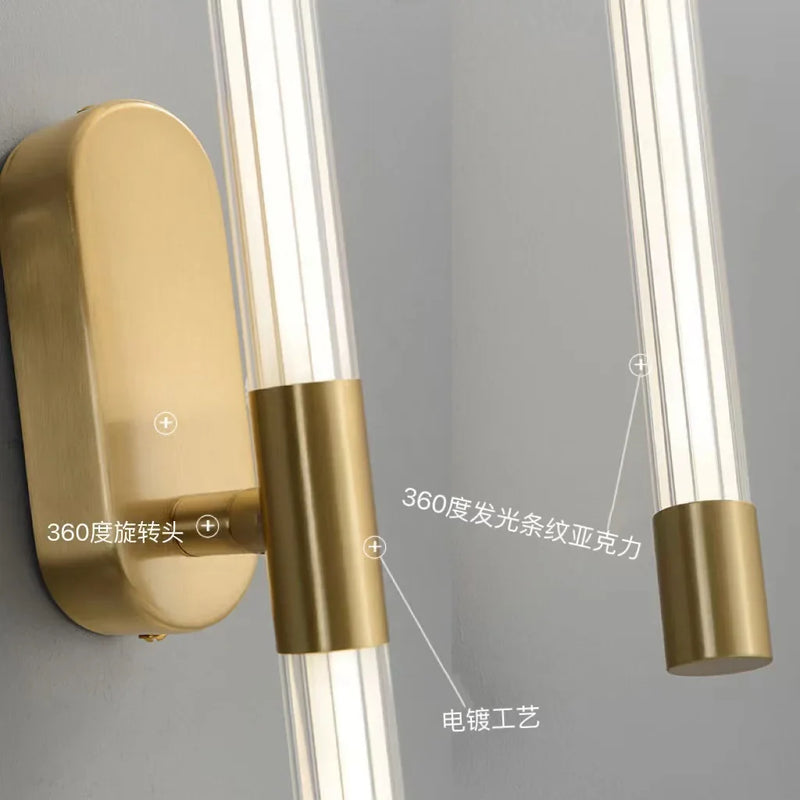 Axyaa Gold Geometric Lines Wall Lamp for Bedroom and Living Room Lighting