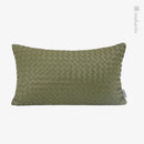 Axyaa Green Hand-Woven Geometric Waist Pillow for Bedroom and Car