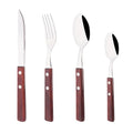 Axyaa Red Silver Stainless Steel Cutlery Set with Wood Handle - 16/24Pcs