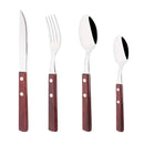Axyaa Red Silver Stainless Steel Cutlery Set with Wood Handle - 16/24Pcs
