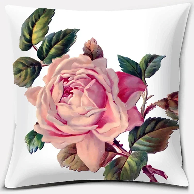 Pink Flower Pattern Cushion Cover by Axyaa - 45x45cm Decorative Pillowcase