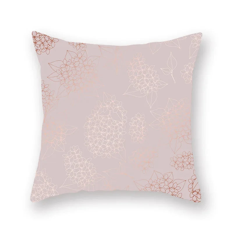 Axyaa Pink Gold Geometry Polyester Pillow Case 45*45cm Square