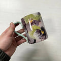 Axyaa Floral Ceramic Coffee Cups Irregular Plates Set Milk Tea Dessert Mugs Plates