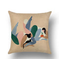 Abstract Portrait Painting Linen Sofa Pillow Case Set by Axyaa Art Decor