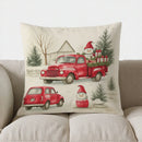 Christmas Red Truck Puppy Decor Pillow Cover for Sofa, Bedroom, Car - Axyaa