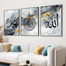 Ayat Al Kursi Quran Blue Gold Marble Canvas Print by Axyaa - Islamic Home Decor