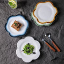 Axyaa Flower Shape Ceramic Plate for Desserts, Cakes, Pasta, Sushi - Molecular Cuisine Tableware