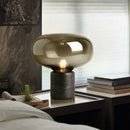 Axyaa Glass Table Lamp LED E27 Marble Base Minimalist Design for Bedroom and Living Room