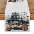 Axyaa Halloween Pumpkin Head Castle Skull Table Runner Farmhouse Kitchen Decor