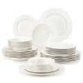 Axyaa Golden Rim White Porcelain Tableware Set for 4/8, 32-Piece Dinnerware Collection