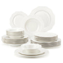 Axyaa Golden Rim White Porcelain Tableware Set for 4/8, 32-Piece Dinnerware Collection