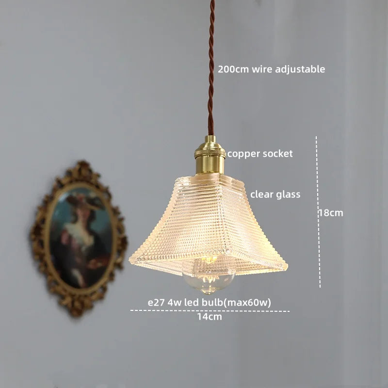 Axyaa Modern LED Glass Copper Pendant Light with Knob Switch