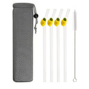 Axyaa Lemon Glass Straw Set: Reusable Eco-Friendly Straws for Smoothies, Cocktails