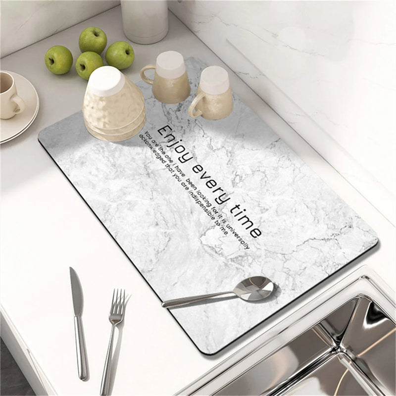 Axyaa Silicone Stripe Kitchen Drying Mat - Absorbent & Stylish Tables Cups Holder