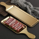 Axyaa Stainless Steel Steak Tray, Rectangular Plate for BBQ and Snacks
