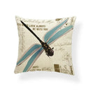 Axyaa Dragonfly Pattern Cushion Cover, Blue Butterfly Leaves 45x45cm