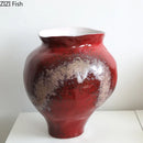 Axyaa Red Ceramic Retro Vase: Creative Plant Pot for Floral Arrangements