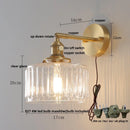 Axyaa Clear Glass LED Wall Sconce, Modern Bedroom Bedside Lamp, Pull Chain, Rotate Copper Socket