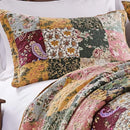 Axyaa Patchwork Cotton Quilt Set, Natural, 3-Piece Full/Queen