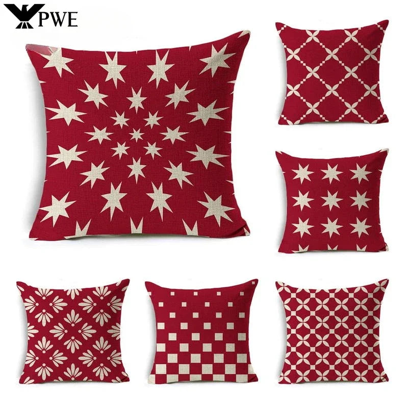 Geometric Linen Seat Cover 45x45cm for Home Decor - Axyaa