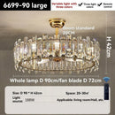 Axyaa Crystal Ceiling Fan Chandelier: Modern Bedroom Fan Light, Silent Design