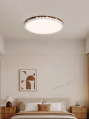 Axyaa Walnut LED Ceiling Lamp - Modern Minimalist Ultra-Thin Round Light for Bedroom