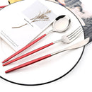 Axyaa Stainless Steel Red Silverware Set for Dining Table