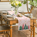 Axyaa Christmas Tree Gold Snowflake Table Runner for Farmhouse Holiday Party