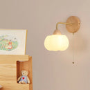 Axyaa Wood Canopy LED Wall Light Fixture with Pull Chain Switch