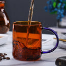 Axyaa Amber & Blue Glass Coffee Mug 380ml - Heat Resistant Nordic Cup