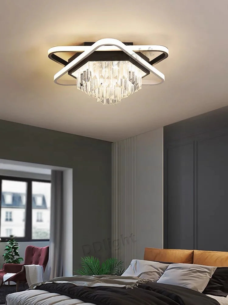 Axyaa Crystal Chandelier Lamp Set for Modern Industrial Lighting in Living Room