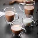 Axyaa Double Wall Glass Cup Set Handmade Heat Insulation Drinkware Mug with Handle