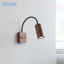 Axyaa Rotatable Walnut Wood Wall Lamp for Japanese Bedroom Reading