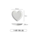 Axyaa White Heart Ceramic Plate Set - Irregular Home Kitchen Dishes & Bowls