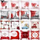 Red Geometric Pillow Case 45x45cm for Sofa, Car, Home Decor - Axyaa