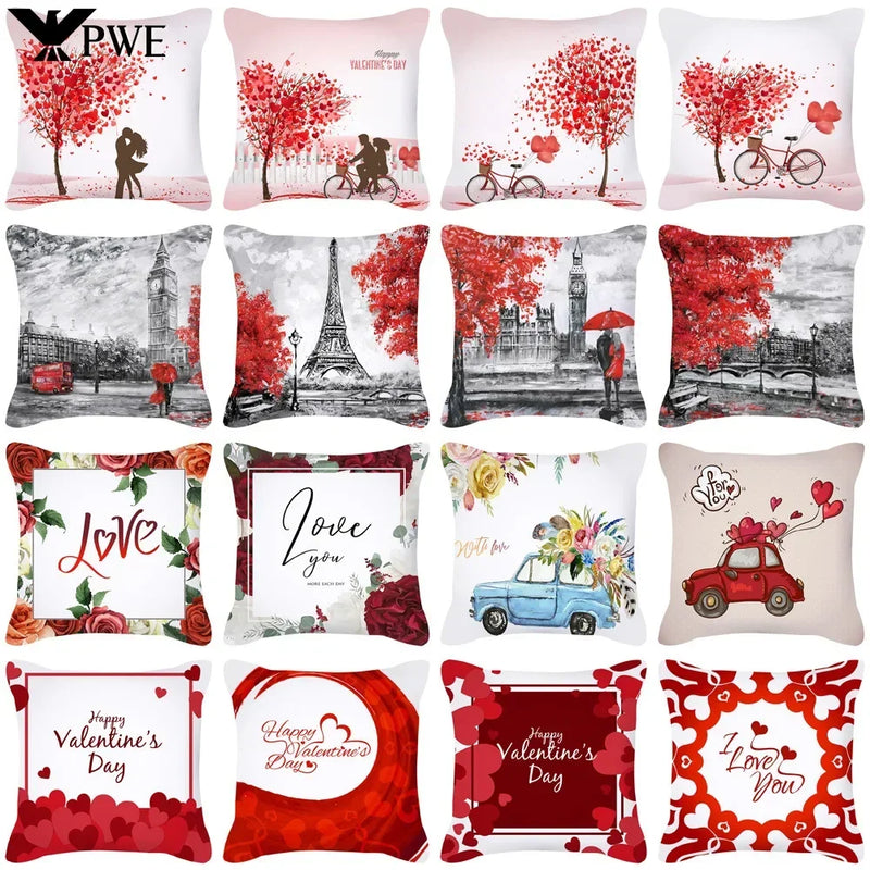 Red Geometric Pillow Case 45x45cm for Sofa, Car, Home Decor - Axyaa
