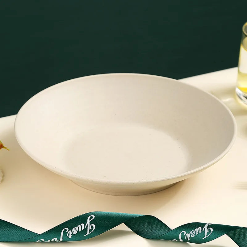 Axyaa Wheat Straw Soup Bowl Plastic Tableware, Microwavable Dinner Plate, Kitchen Utensils