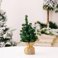 Axyaa Mini Tabletop Christmas Tree Burlap Base Home Office Holiday Decor