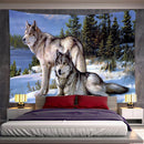Axyaa Psychedelic Moon Wolf Wall Hanging Tapestries for Home Decor