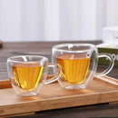Axyaa Heart Double-layer Cup with Handle | Home Beverage Glass Cup | Love Coffee Cup