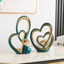 Axyaa Gold Ceramic Ornaments for Stylish Home Decor - Set of 2