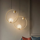 Axyaa Gold Brass LED Chandelier - Contemporary Copper Hanging Light