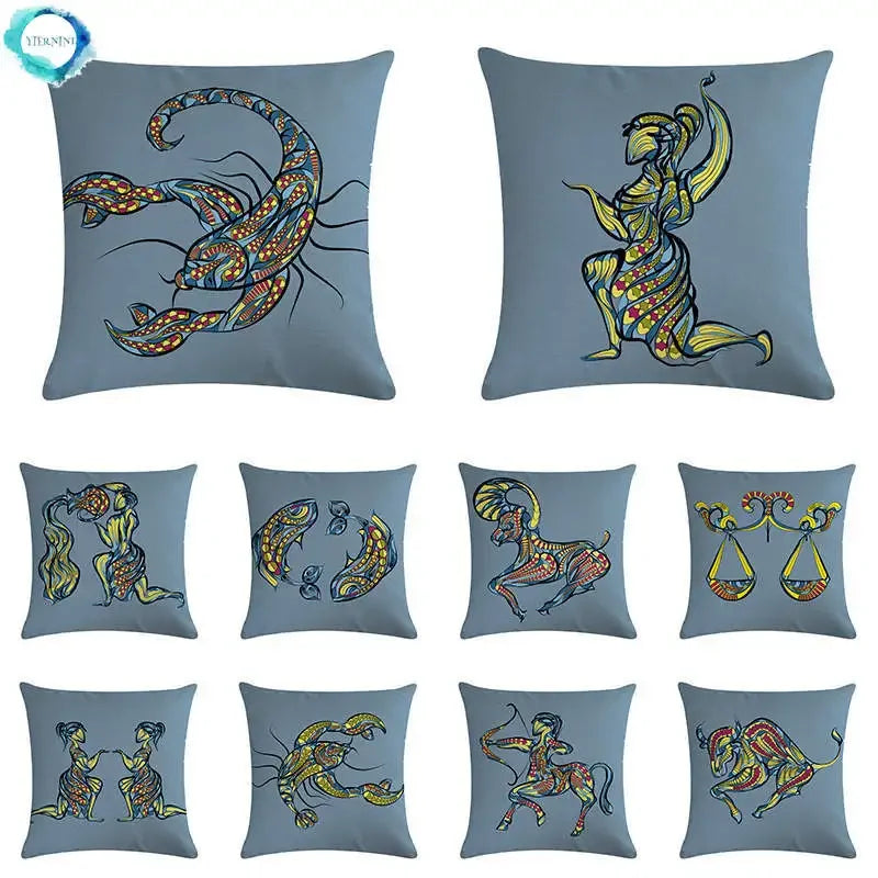 Gemini Libra Taurus Pillow Case by Axyaa: Linen Sofa Car Decorative Cover